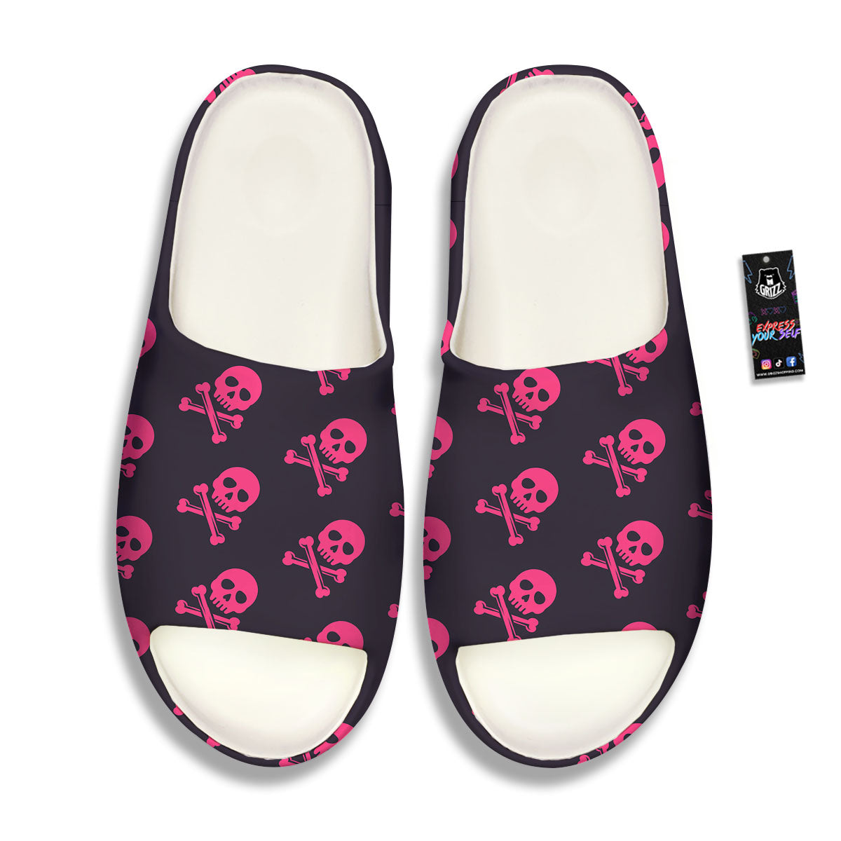Emo Skull Pink Print Pattern Sandals-grizzshop