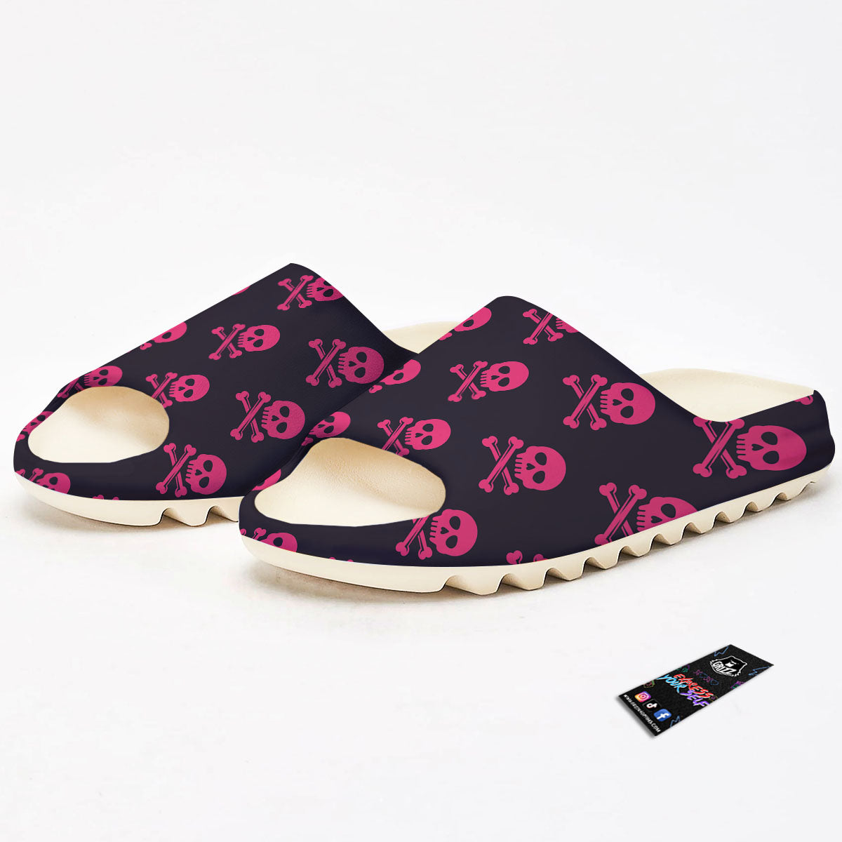 Emo Skull Pink Print Pattern Sandals-grizzshop