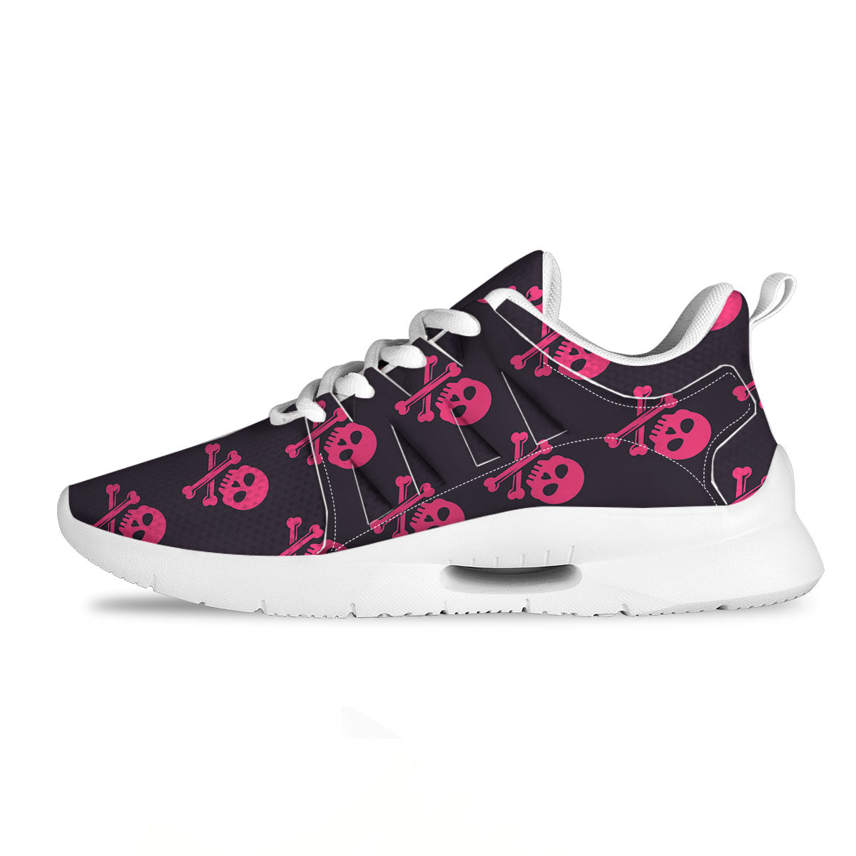 Emo Skull Pink Print Pattern Tennis Shoes-grizzshop
