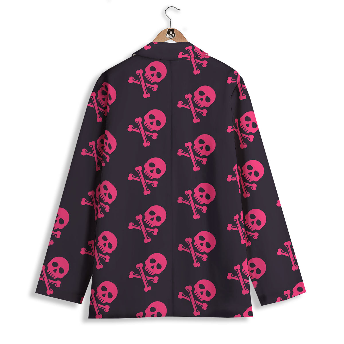 Emo Skull Pink Print Pattern Women's Blazer-grizzshop