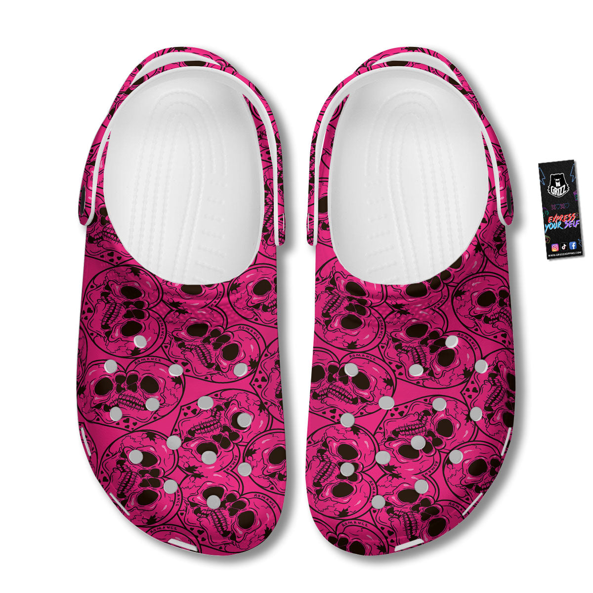 Emo Symbols Pink Print Pattern Clog-grizzshop