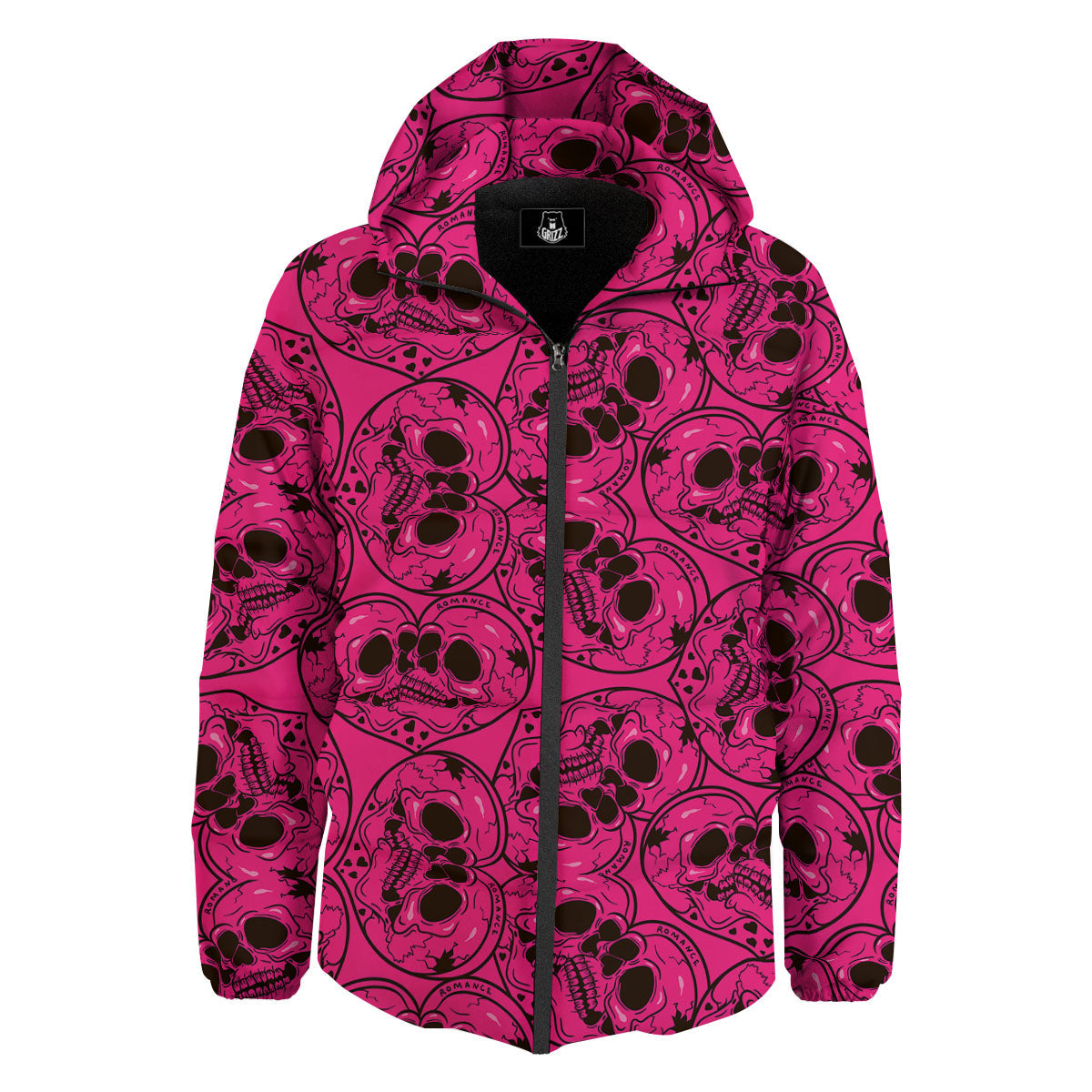 Emo Symbols Pink Print Pattern Down Jacket-grizzshop