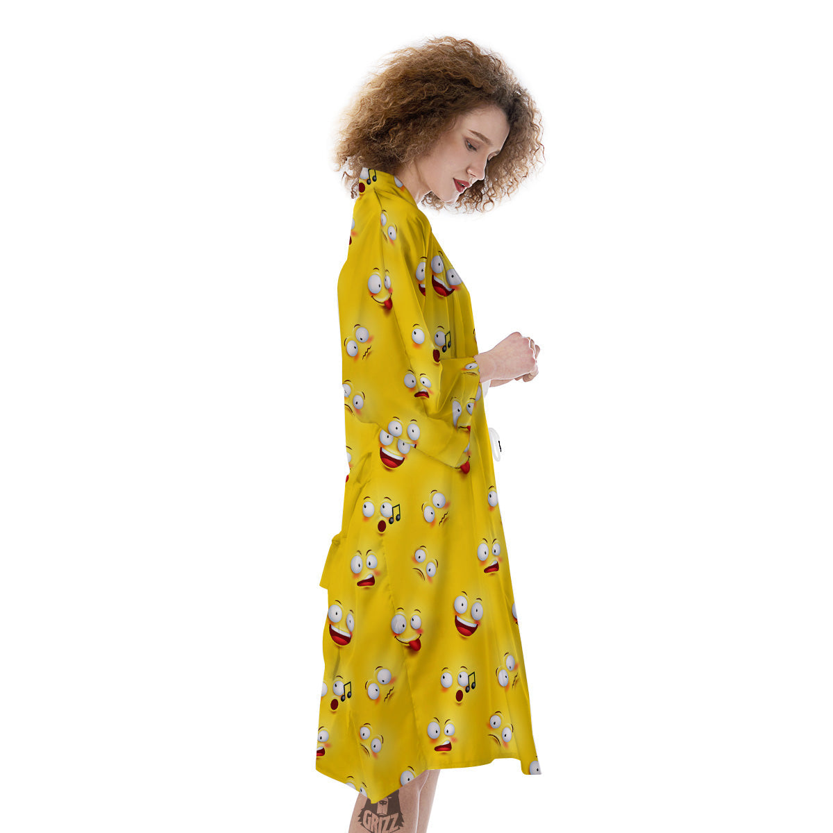 Emoji 3D Face Print Pattern Kimono-grizzshop