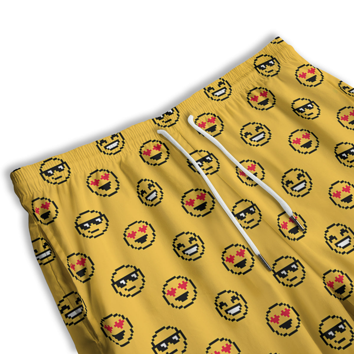 Emoji 8-Bit Print Pattern Men's Athletic Shorts