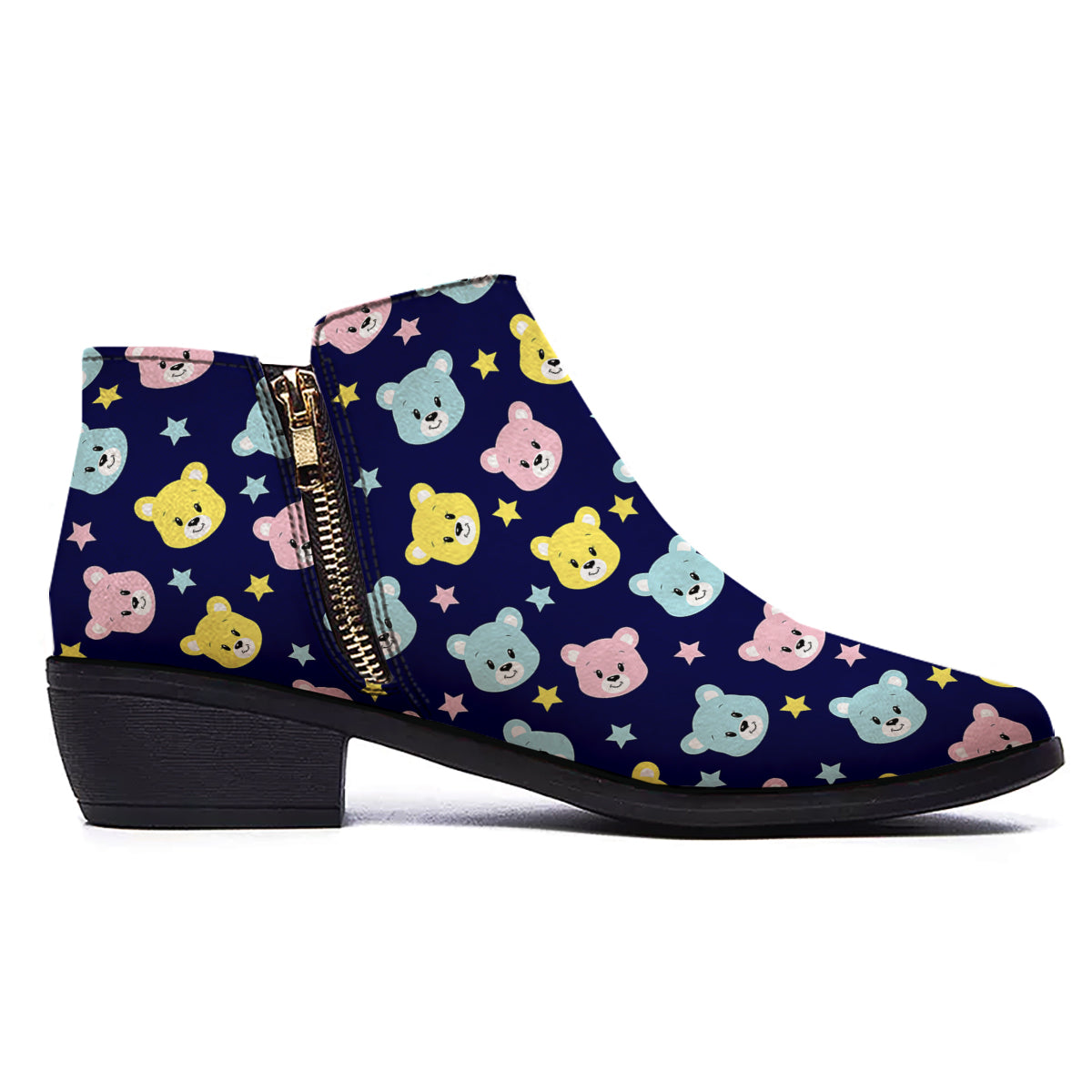 Emoji Bear Print Pattern Ankle Boots-grizzshop