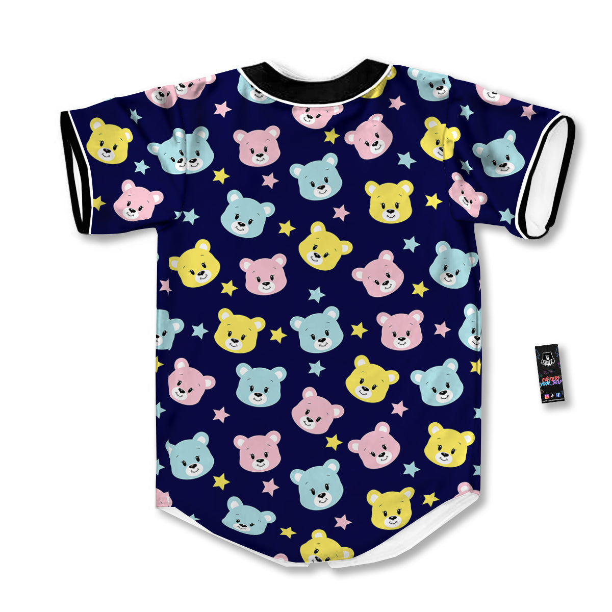 Emoji Bear Print Pattern Baseball Jersey-grizzshop