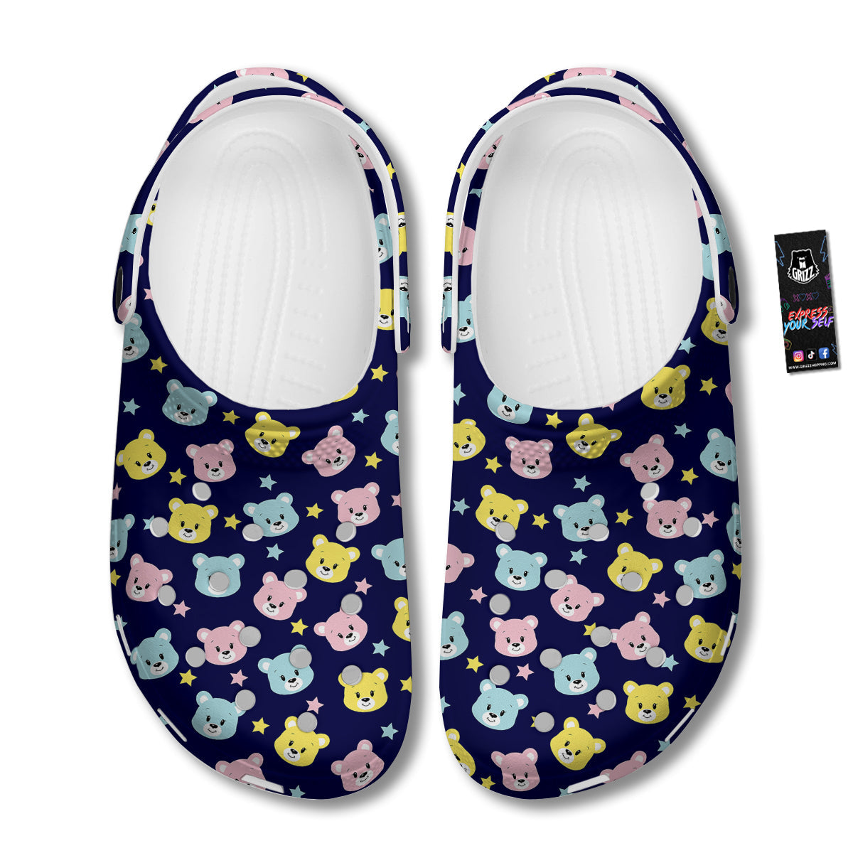 Emoji Bear Print Pattern Clog-grizzshop