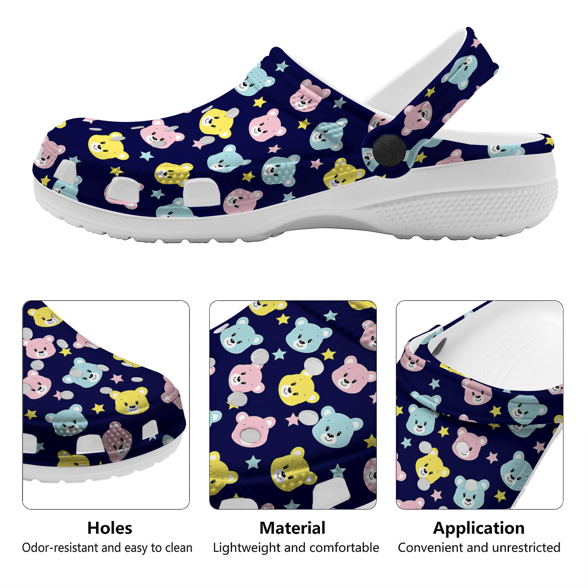 Emoji Bear Print Pattern Clog-grizzshop