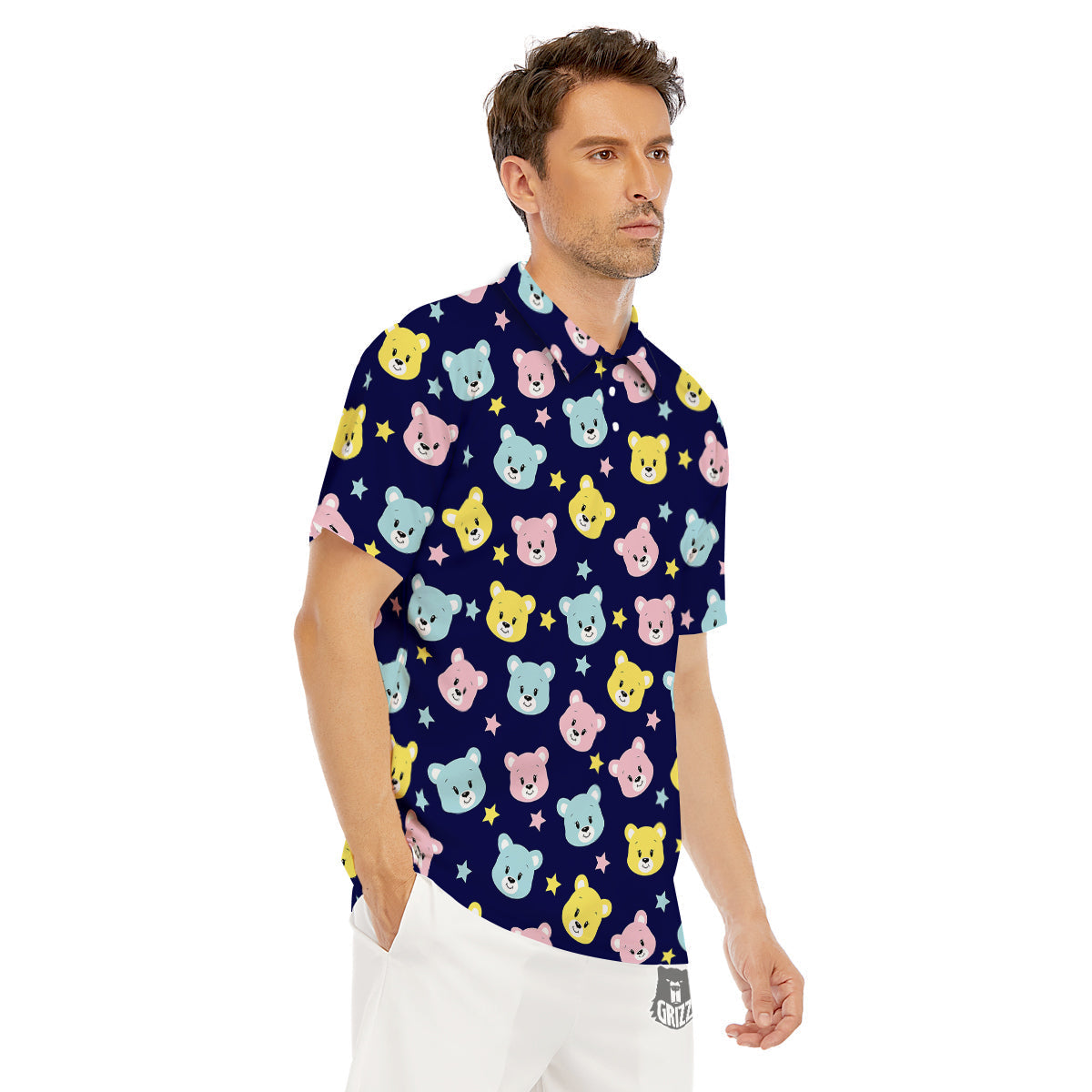 Emoji Bear Print Pattern Men's Golf Shirts-grizzshop