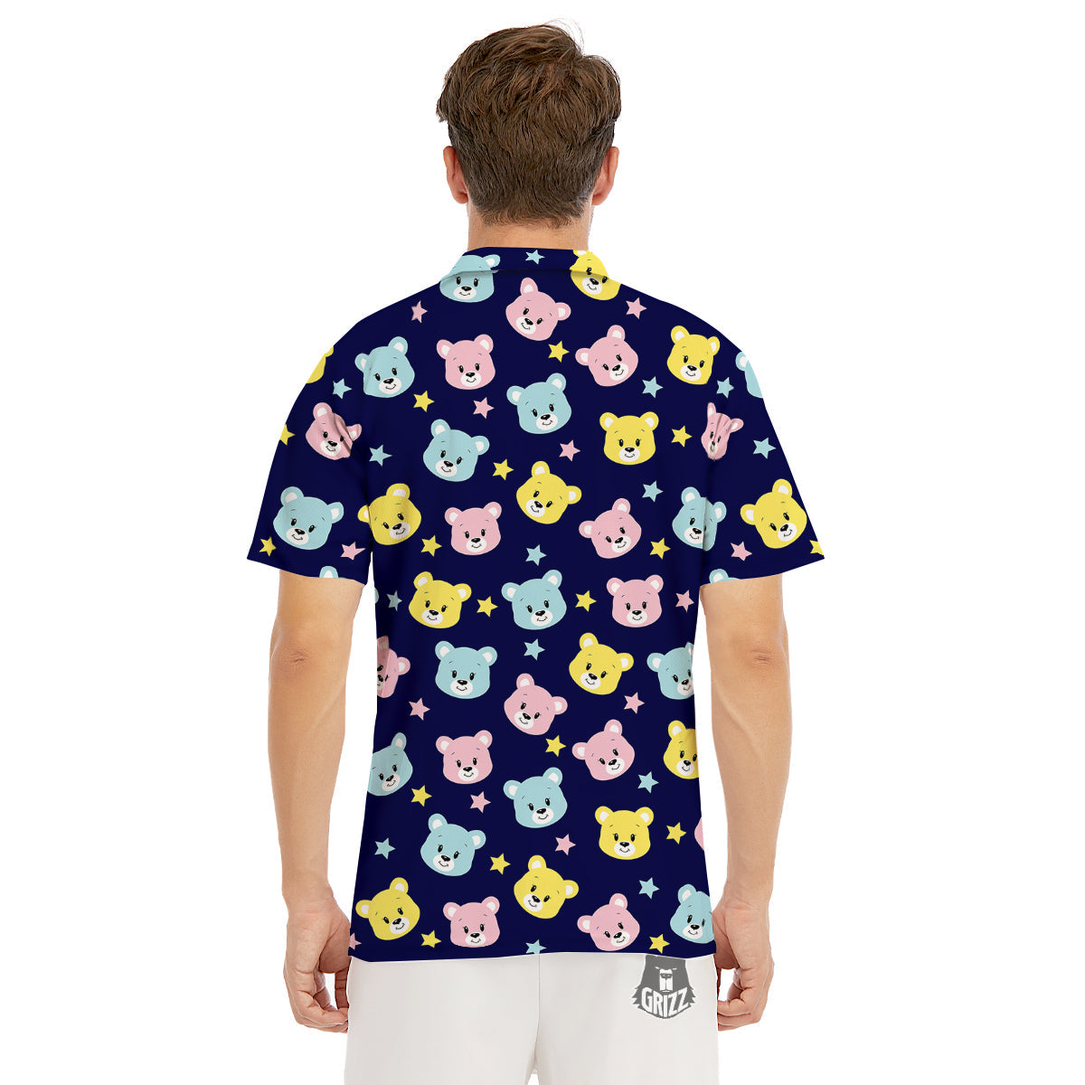 Emoji Bear Print Pattern Men's Golf Shirts-grizzshop