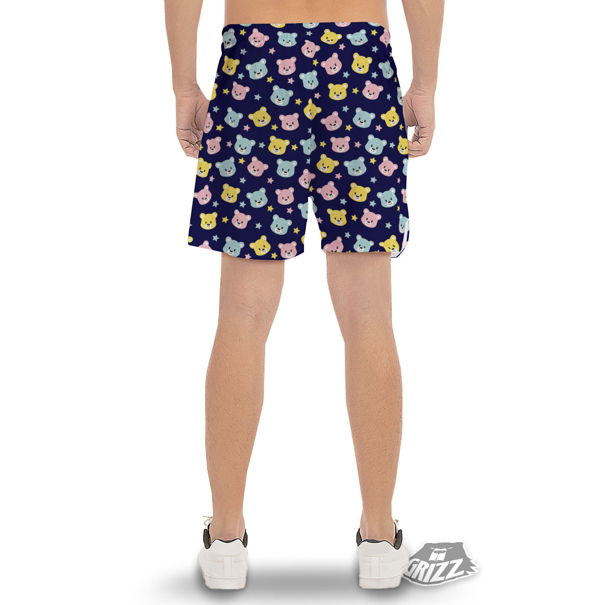 Emoji Bear Print Pattern Men's Gym Shorts-grizzshop