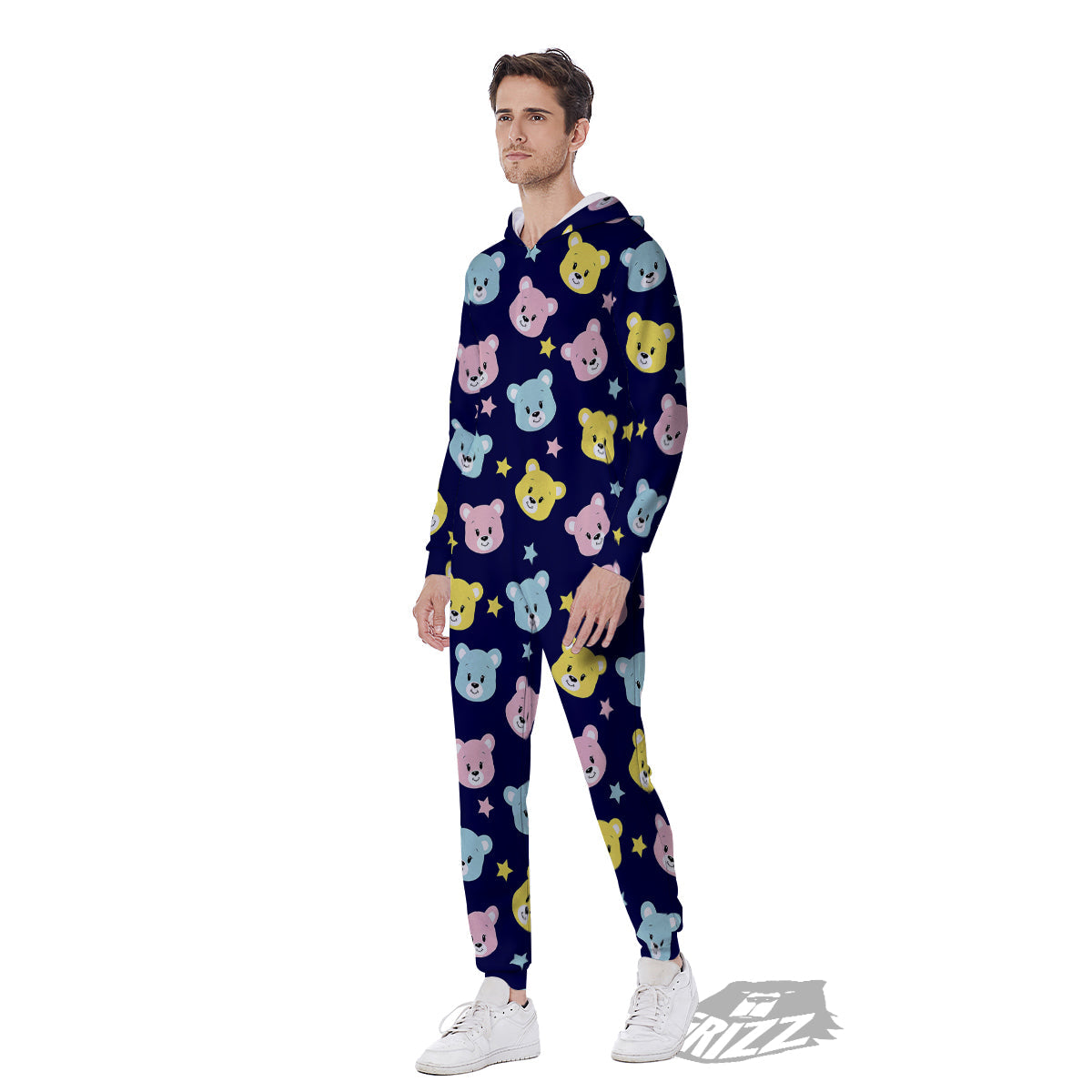 Emoji Bear Print Pattern Men's Jumpsuit-grizzshop