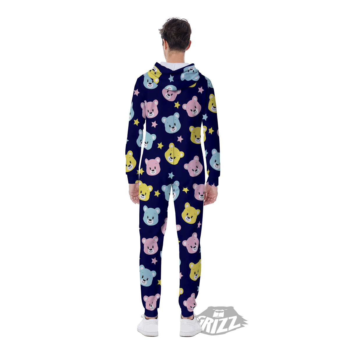Emoji Bear Print Pattern Men's Jumpsuit-grizzshop