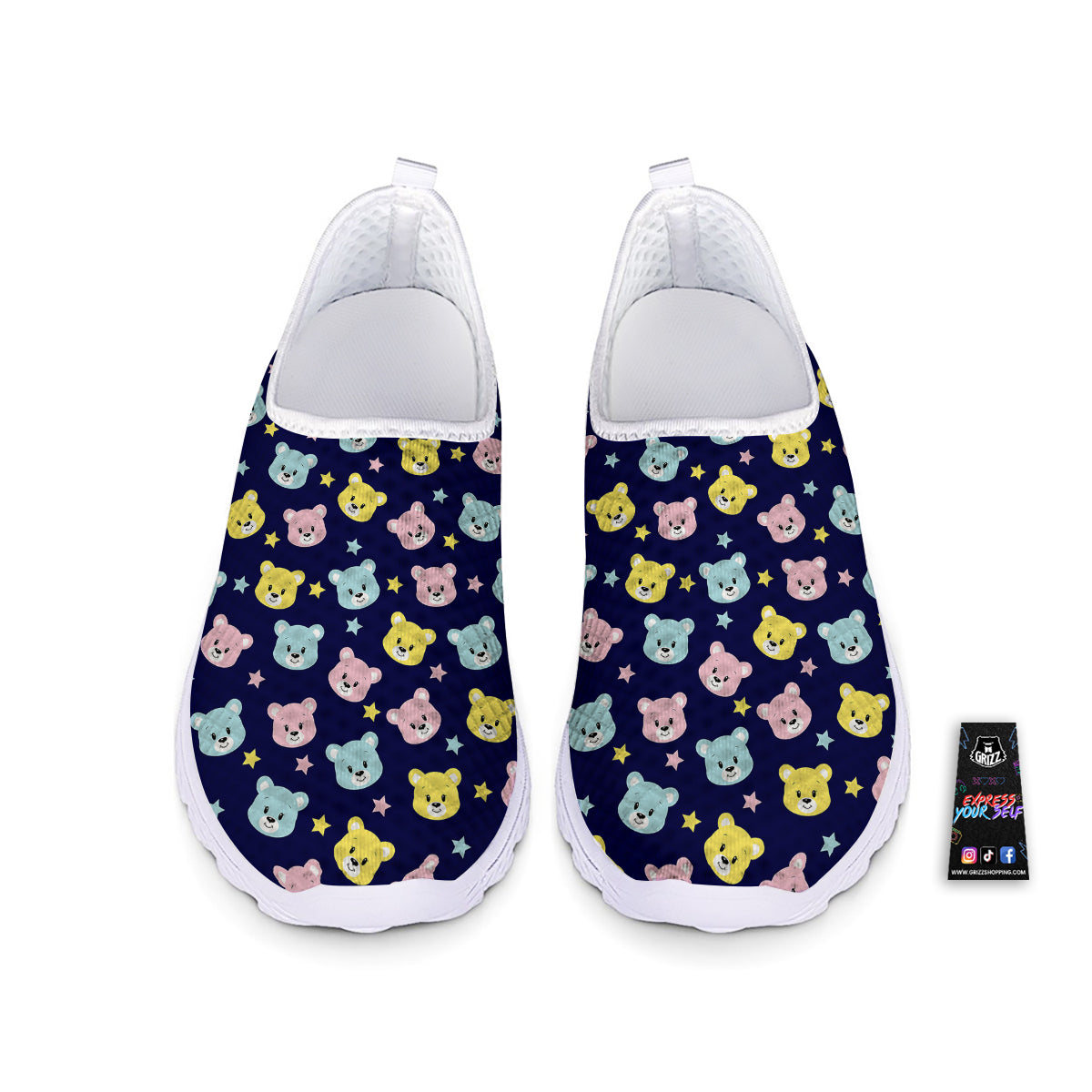 Emoji Bear Print Pattern Nurse Shoes-grizzshop