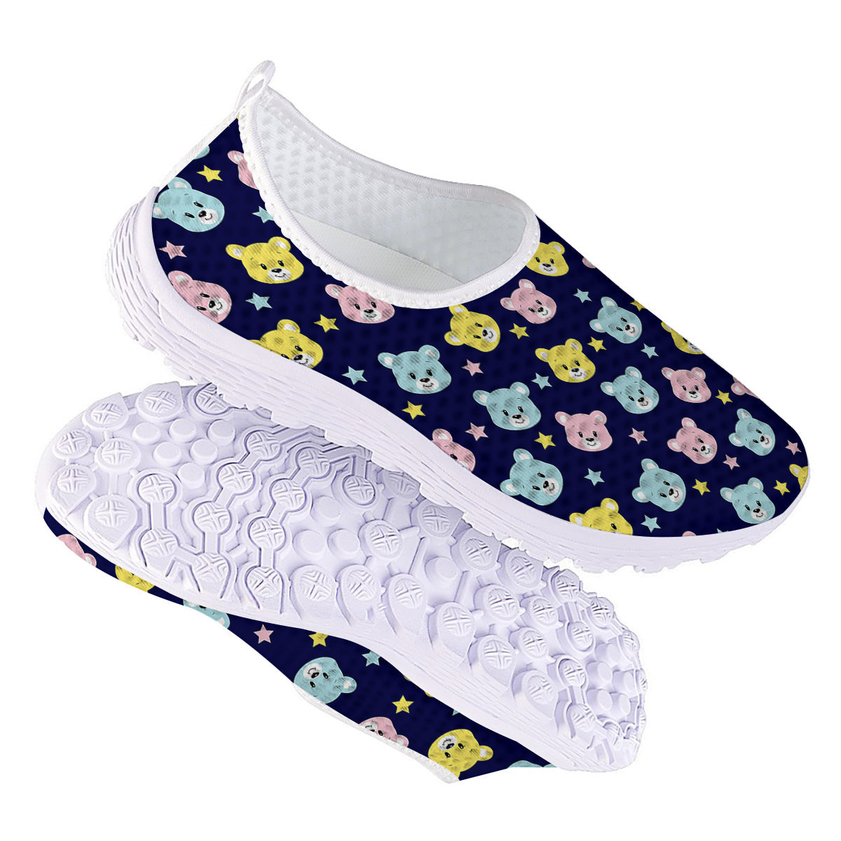 Emoji Bear Print Pattern Nurse Shoes-grizzshop