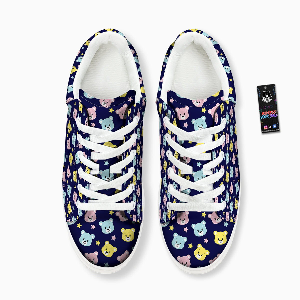 Emoji Bear Print Pattern Platform Shoes-grizzshop