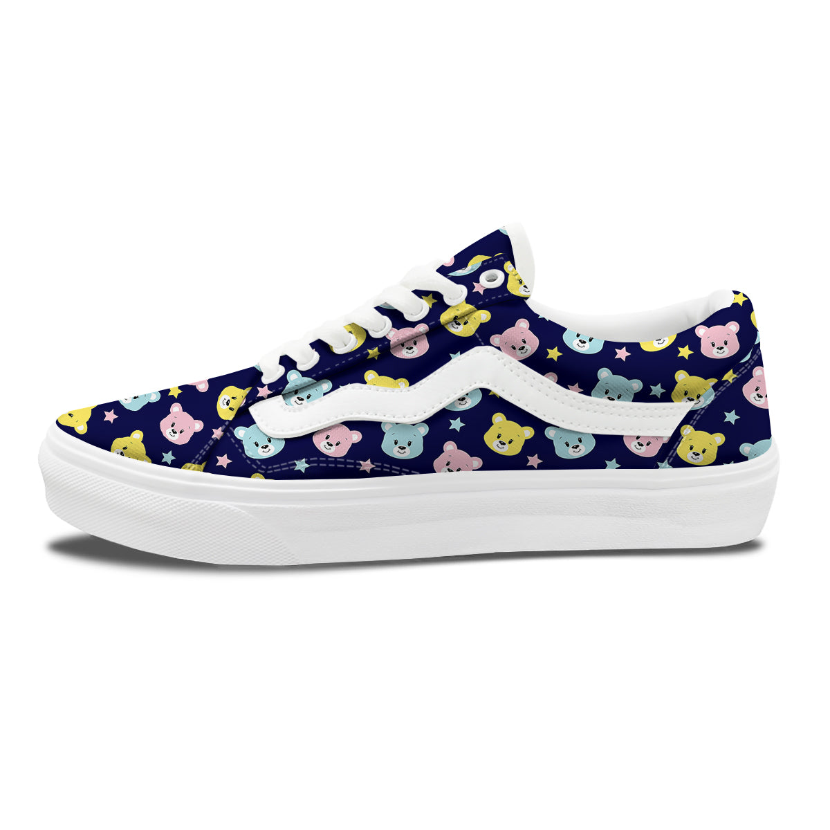 Emoji Bear Print Pattern Skate Shoes-grizzshop
