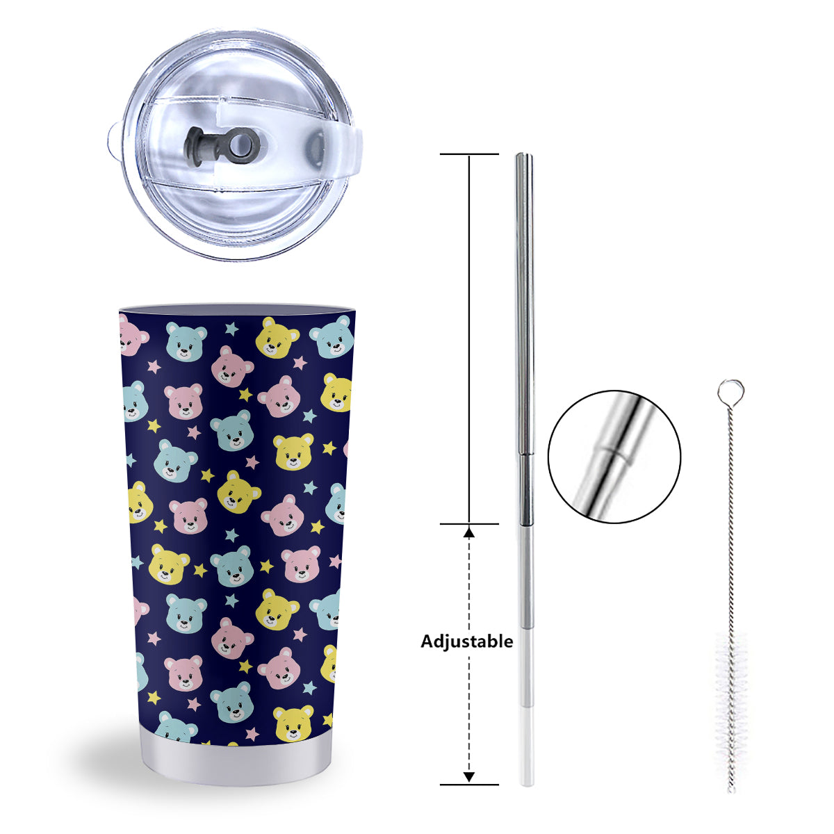Emoji Bear Print Pattern Tumbler-grizzshop