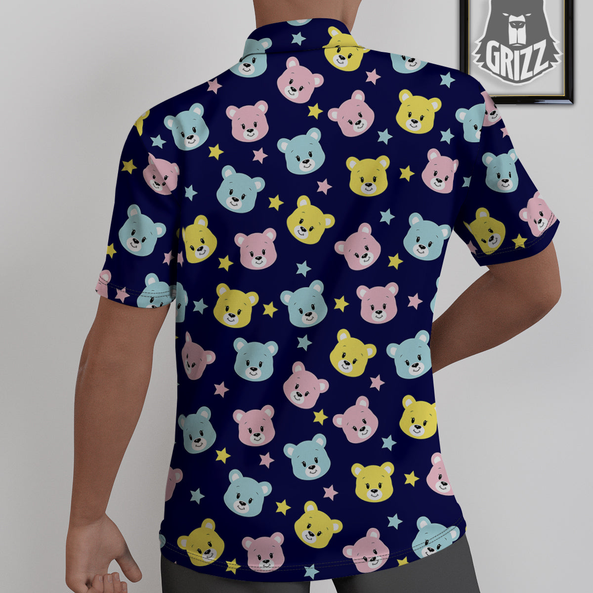 Emoji Bear Print Pattern Untucked Shirts-grizzshop
