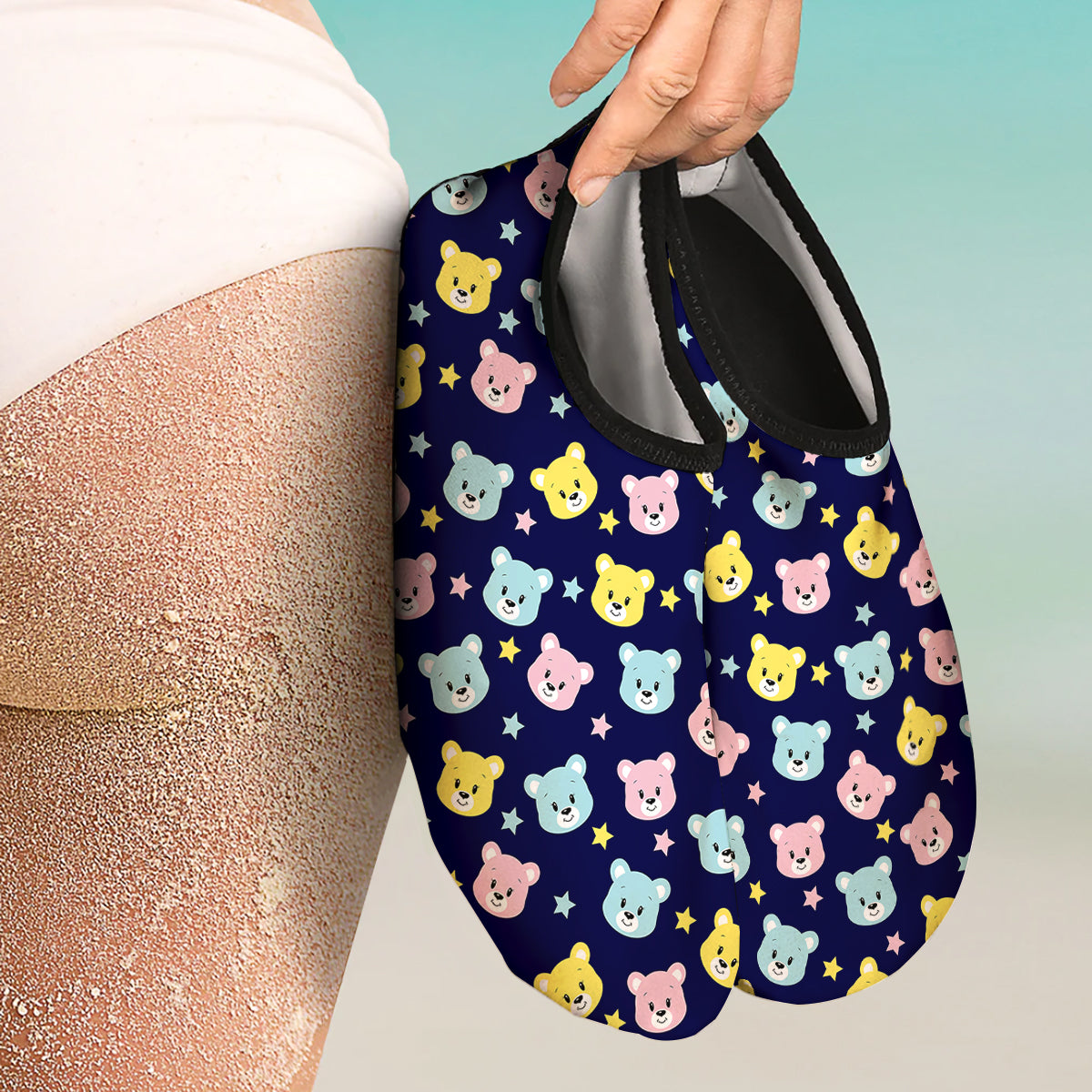 Emoji Bear Print Pattern Water Shoes-grizzshop