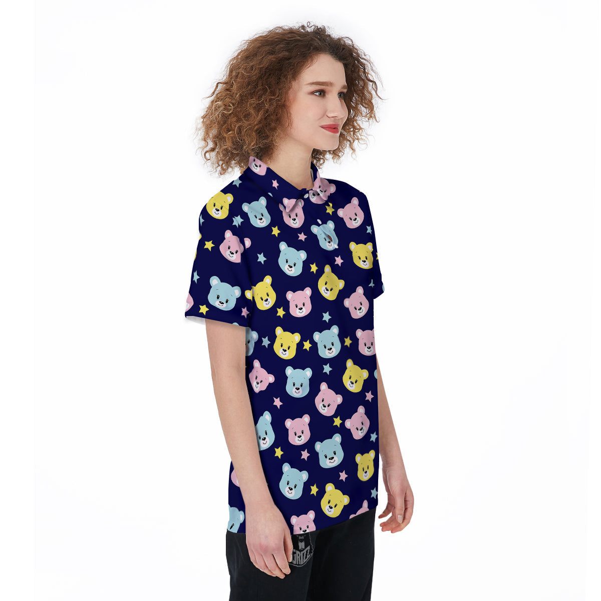 Emoji Bear Print Pattern Women's Golf Shirts-grizzshop