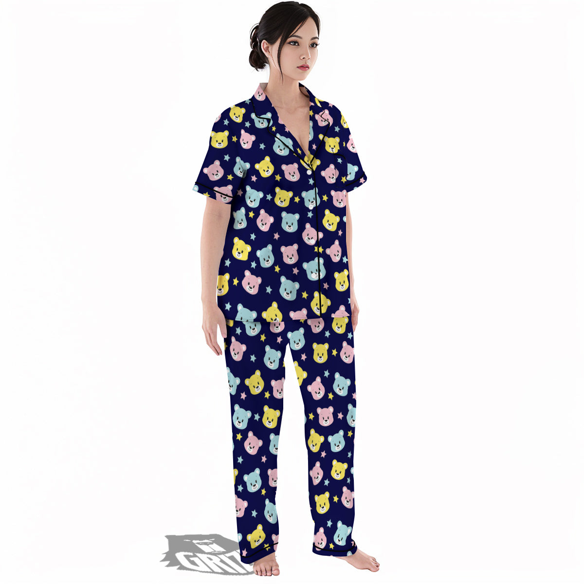Emoji Bear Print Pattern Women's Pajamas Set-grizzshop
