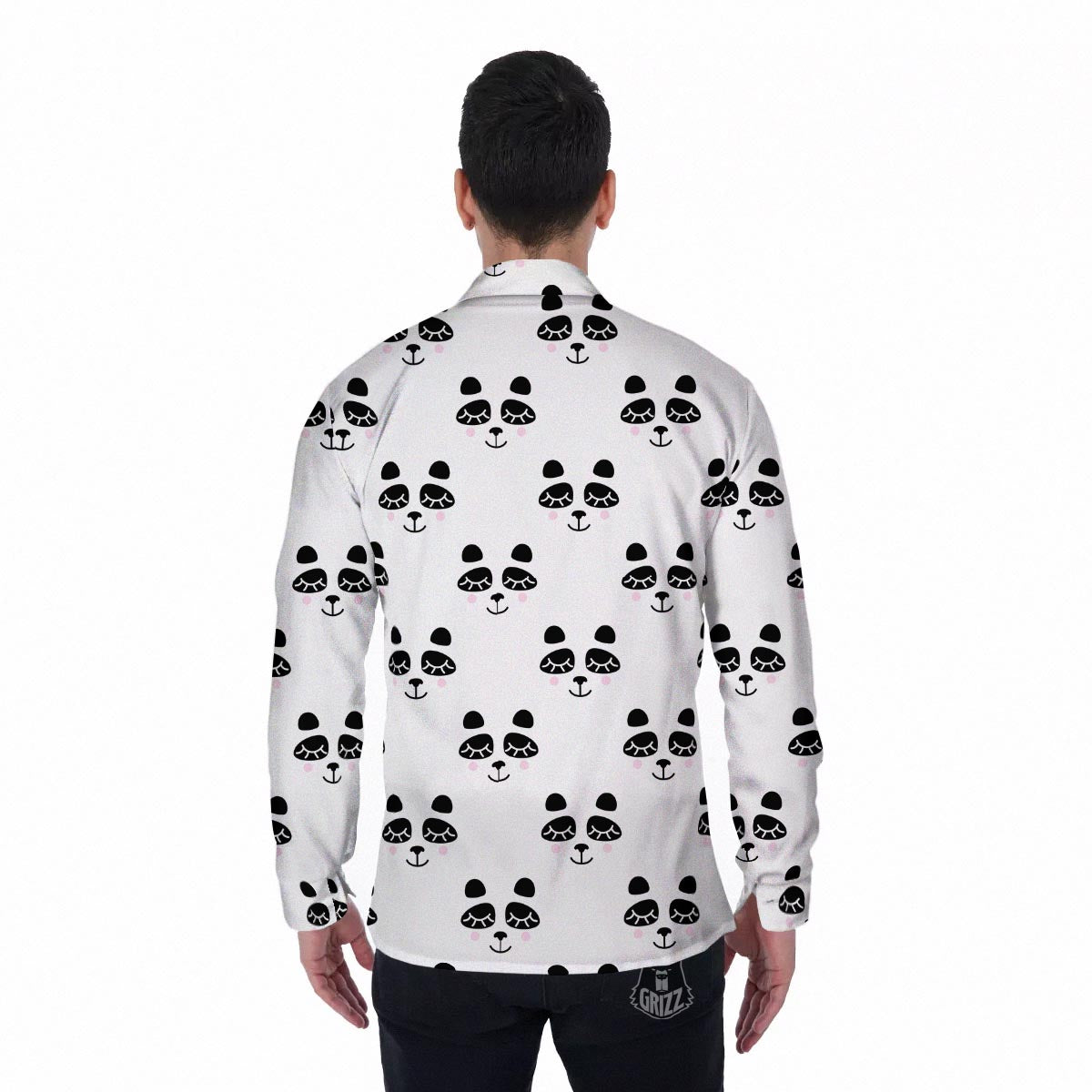 Emoji Bear Sleeping Print Pattern Men's Long Sleeve Shirts-grizzshop