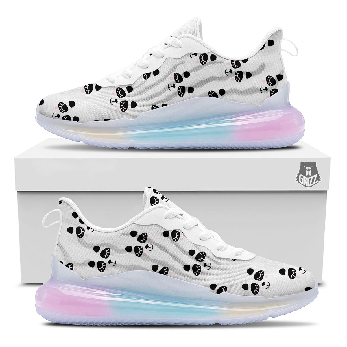 Emoji Bear Sleeping Print Pattern Running Sneakers-grizzshop