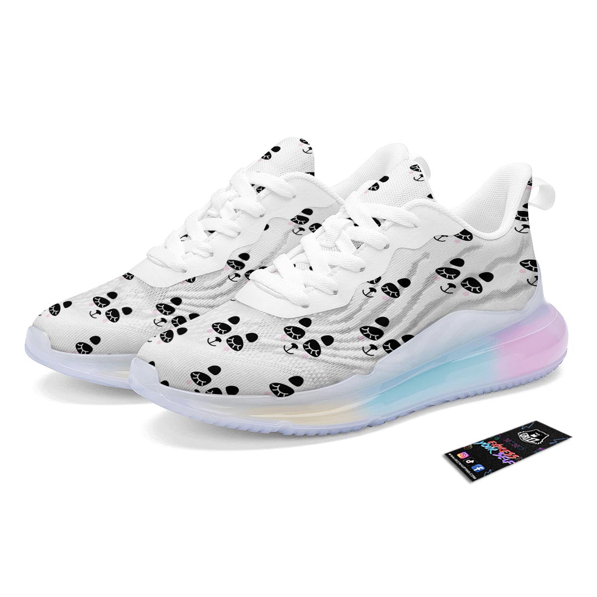 Emoji Bear Sleeping Print Pattern Running Sneakers-grizzshop