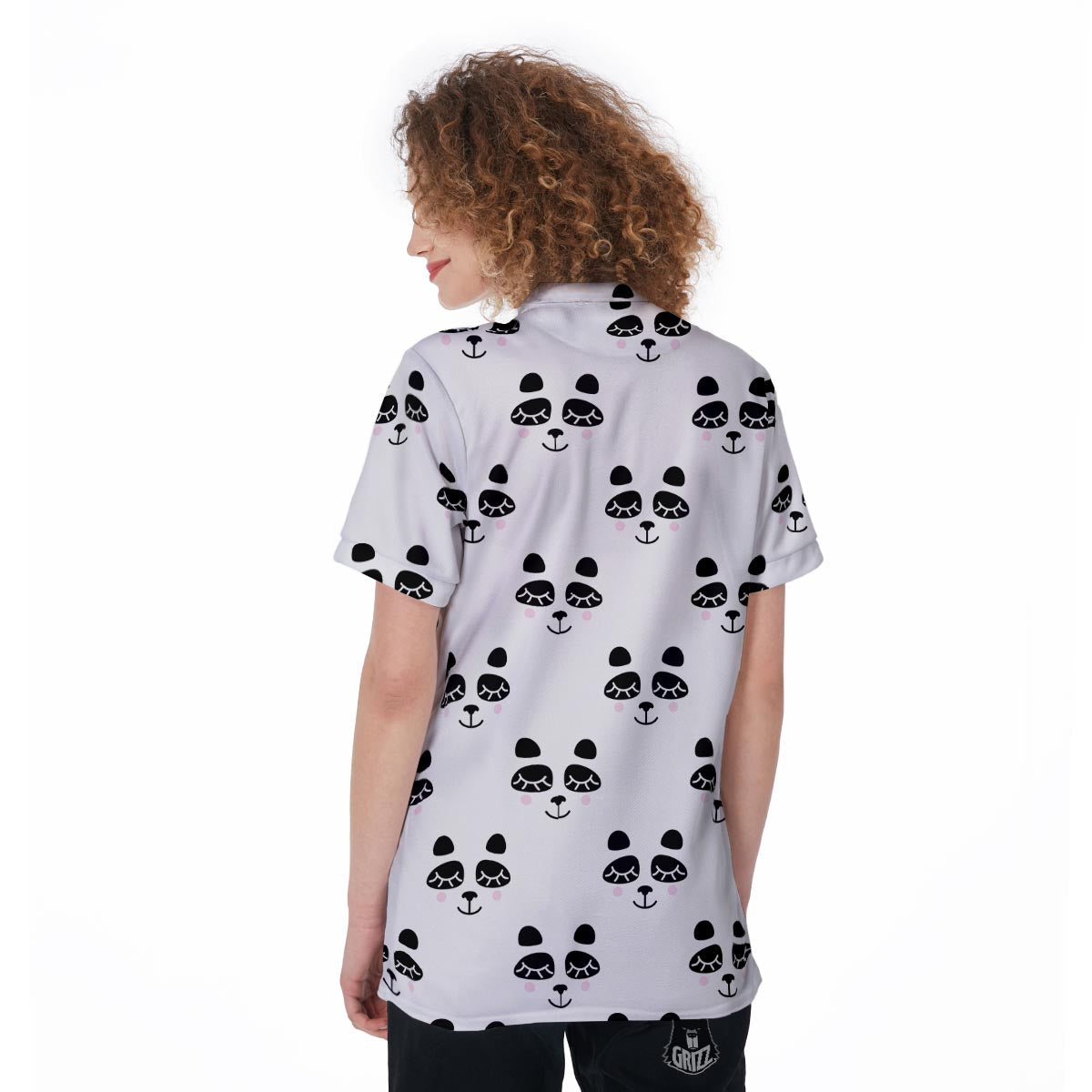 Emoji Bear Sleeping Print Pattern Women's Golf Shirts-grizzshop