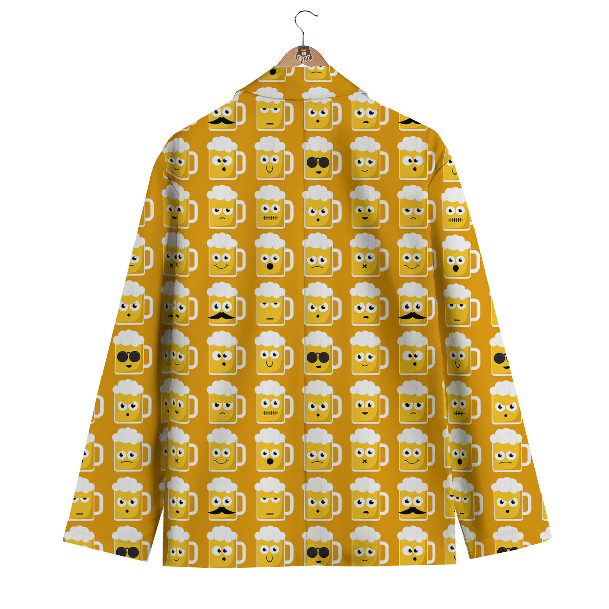 Emoji Beer Mugs Yellow Print Pattern Men's Blazer-grizzshop
