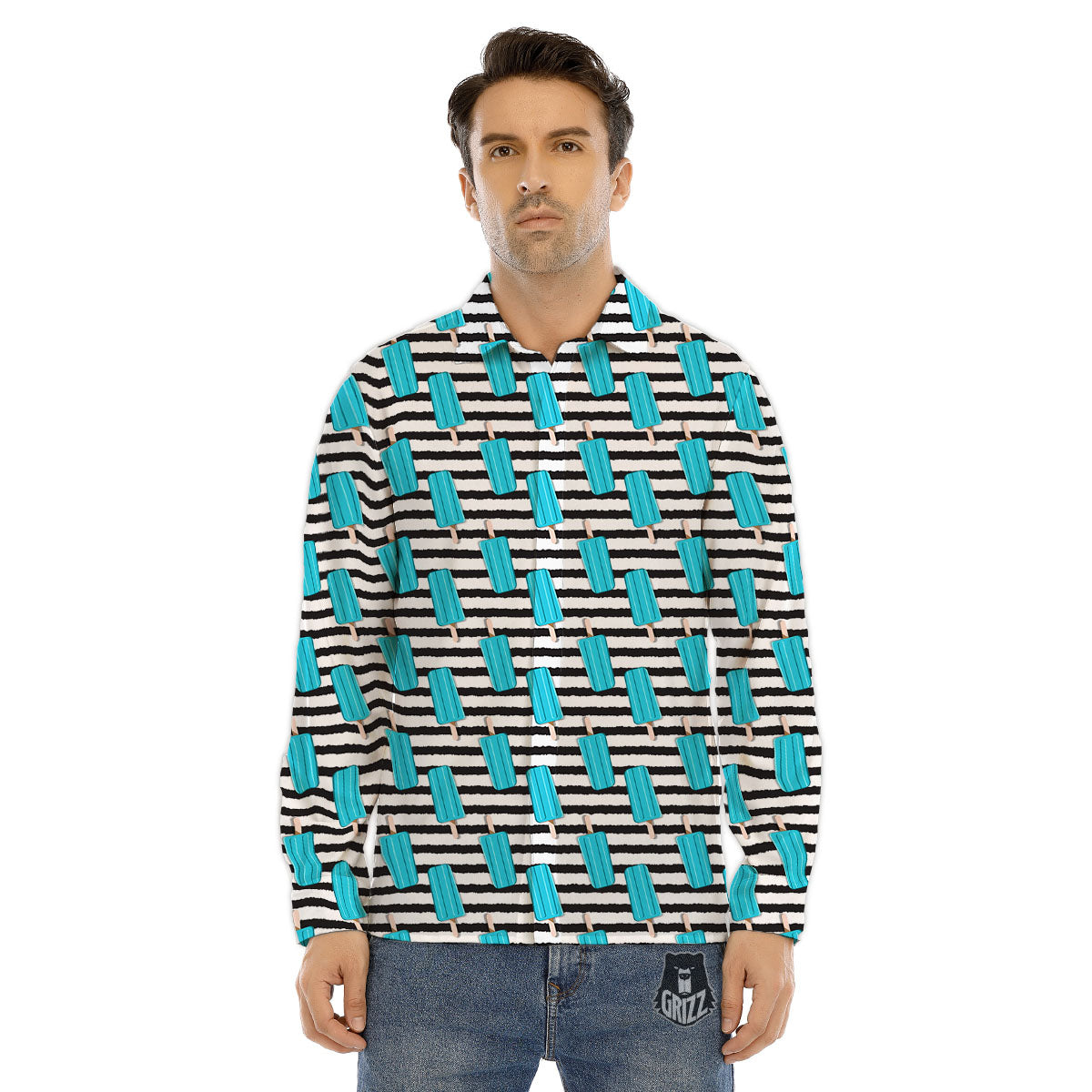 Emoji Beer Mugs Yellow Print Pattern Men's Dress Shirts-grizzshop
