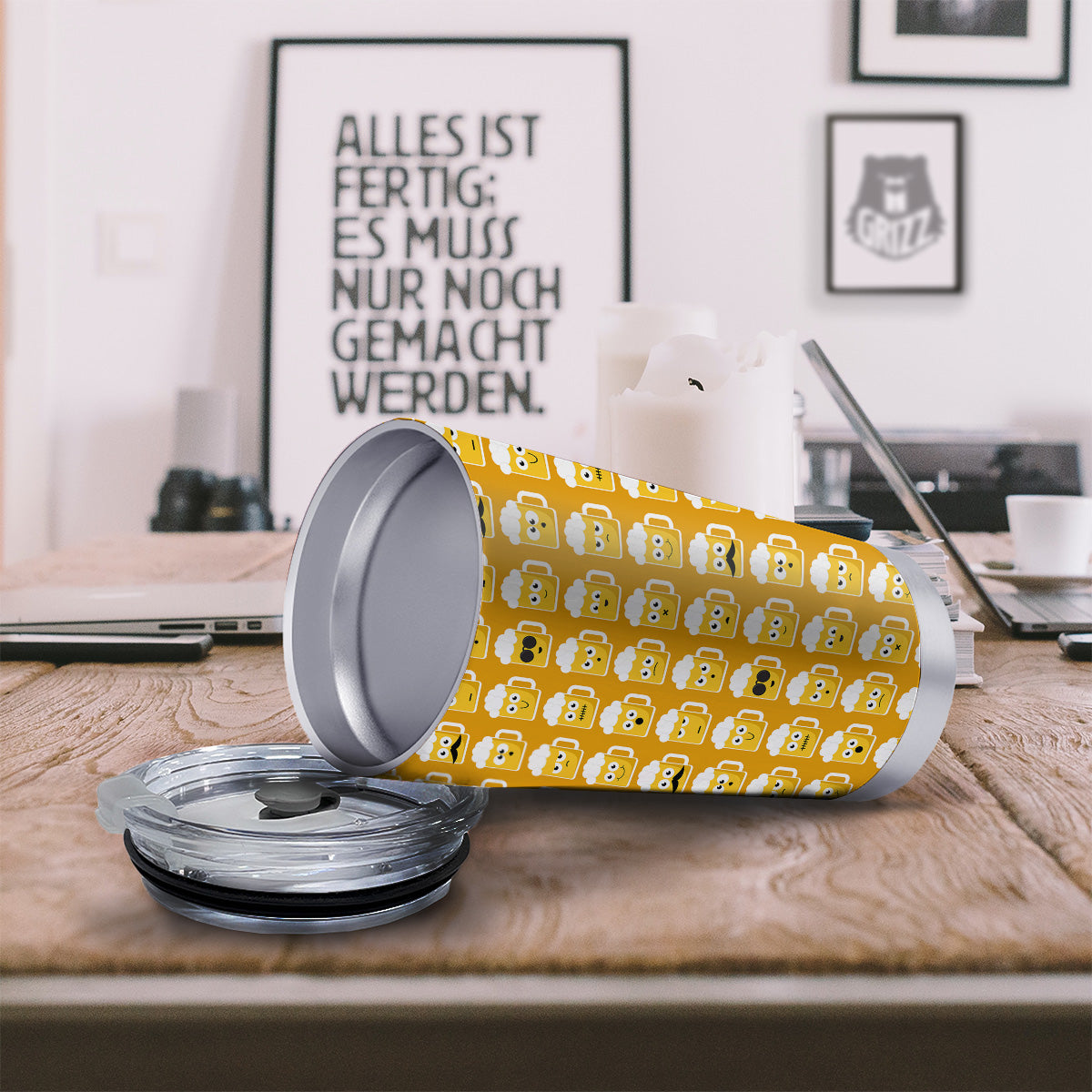 Emoji Beer Mugs Yellow Print Pattern Tumbler-grizzshop