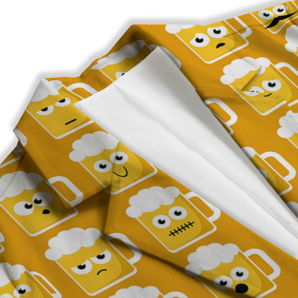 Emoji Beer Mugs Yellow Print Pattern Women's Blazer-grizzshop