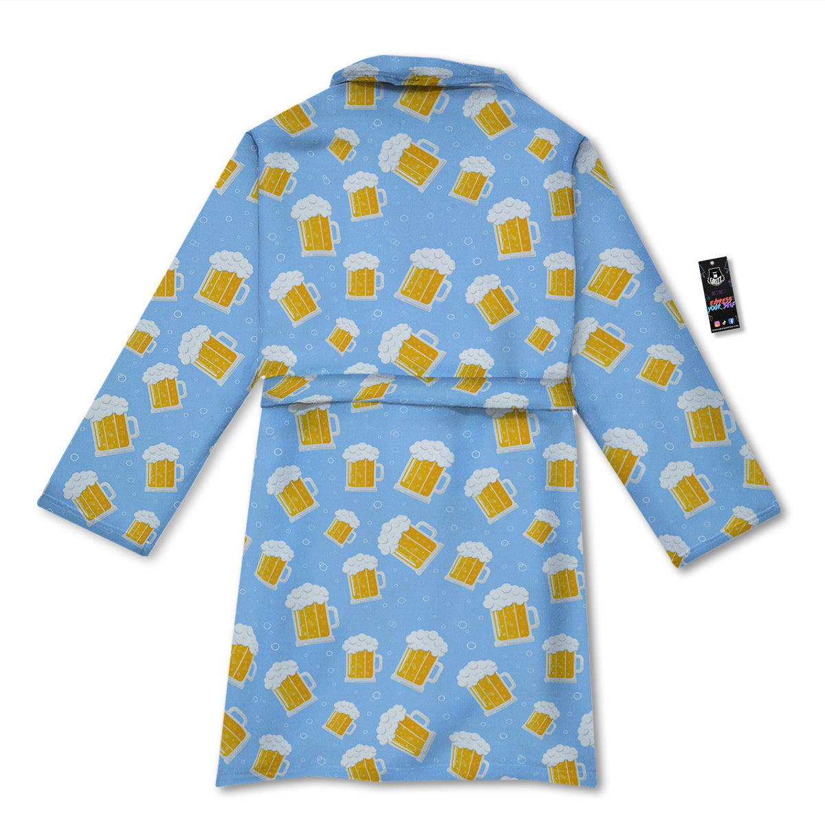 Emoji Beer Print Pattern Bathrobe-grizzshop