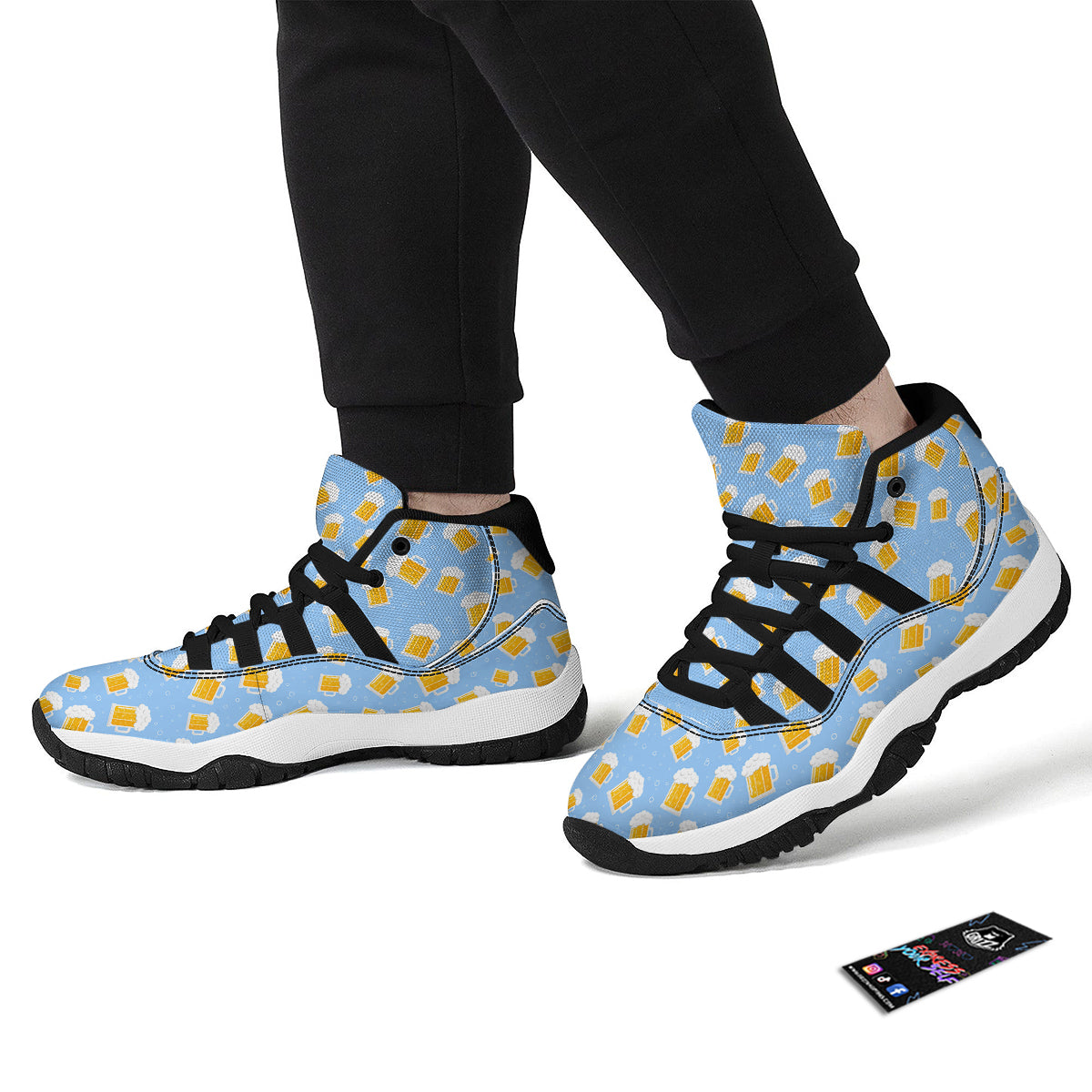 Emoji Beer Print Pattern Black Bball Shoes-grizzshop