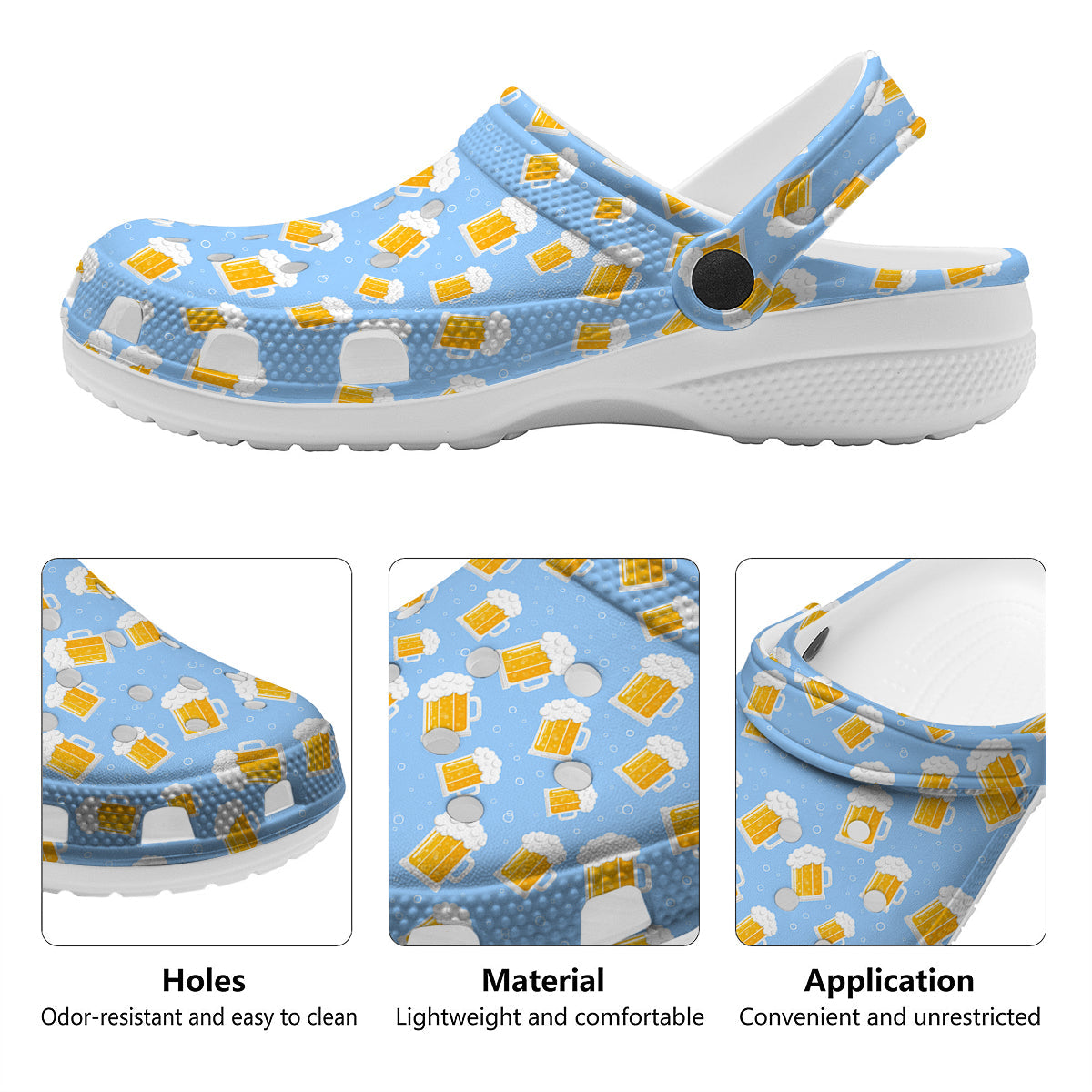Emoji Beer Print Pattern Clog-grizzshop