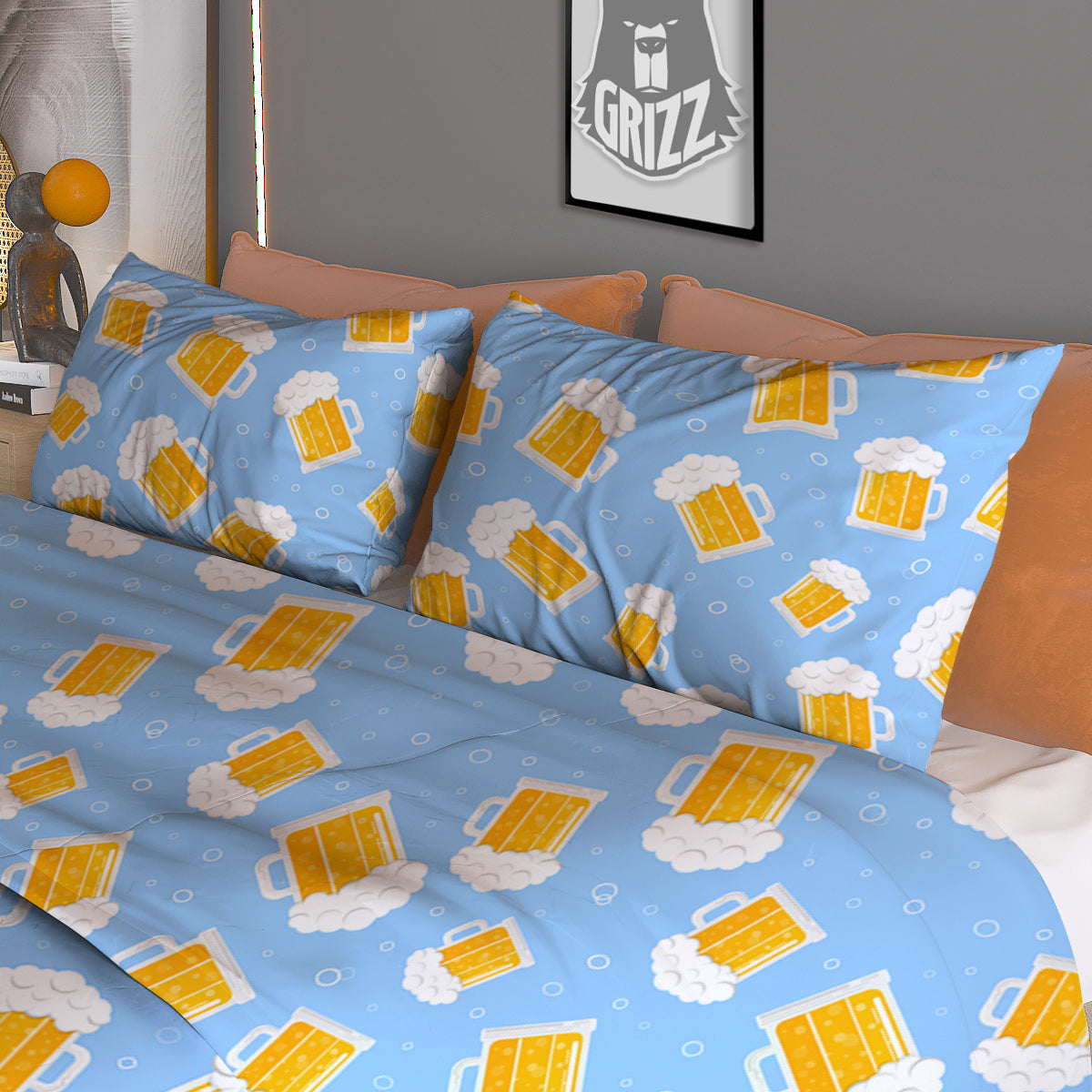 Emoji Beer Print Pattern Duvet Cover Bedding Set