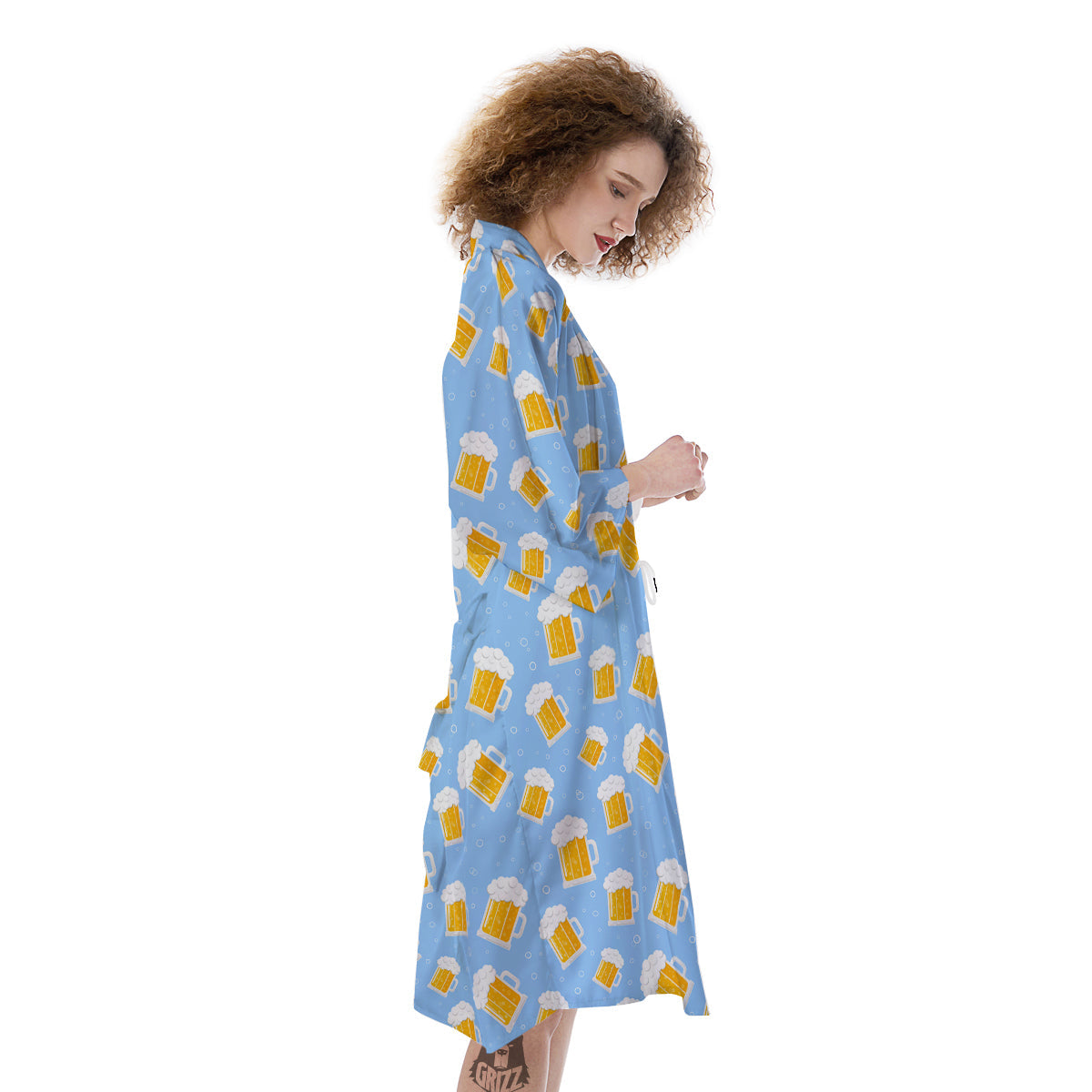 Emoji Beer Print Pattern Kimono-grizzshop