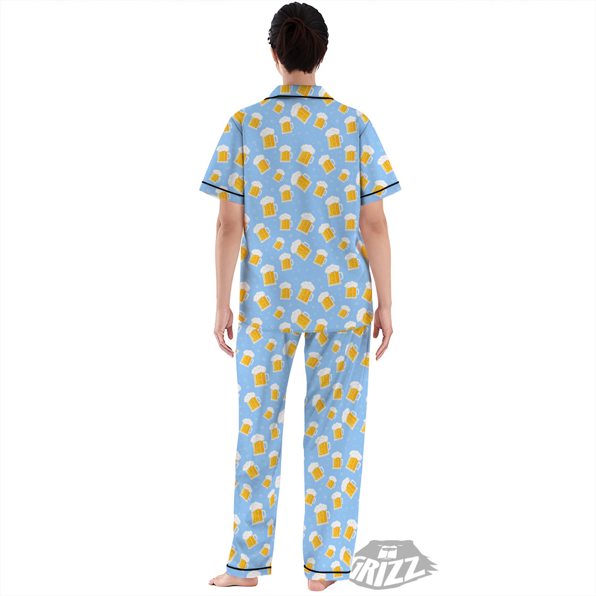 Emoji Beer Print Pattern Women's Pajamas Set-grizzshop