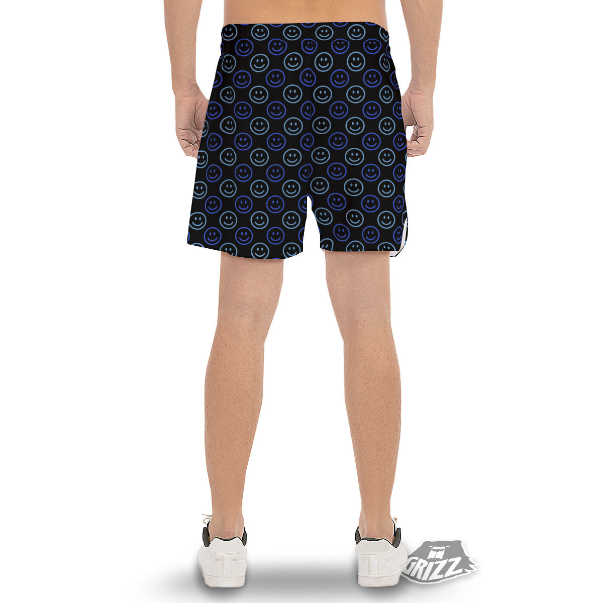 Emoji Blue Print Pattern Men's Gym Shorts-grizzshop