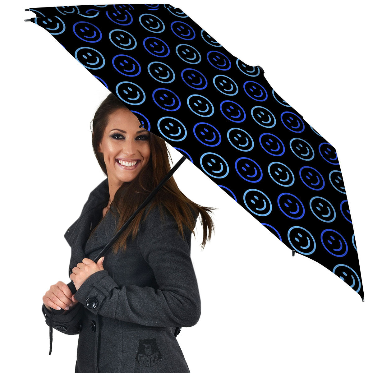 Emoji Blue Print Pattern Umbrella-grizzshop