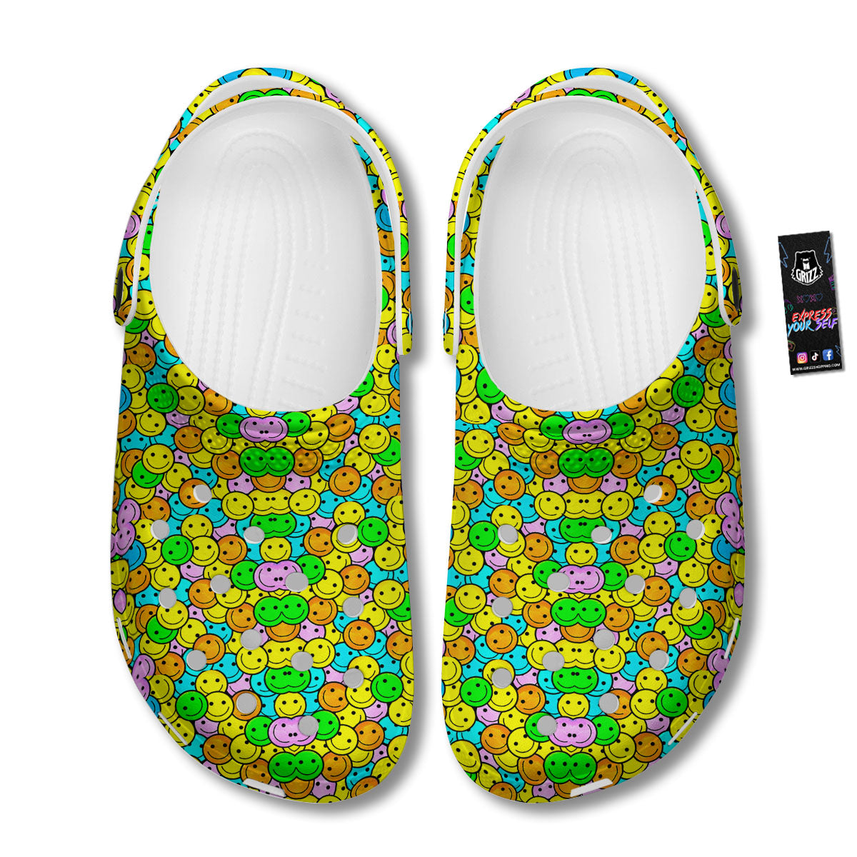 Emoji Colorful Print Pattern Clog-grizzshop
