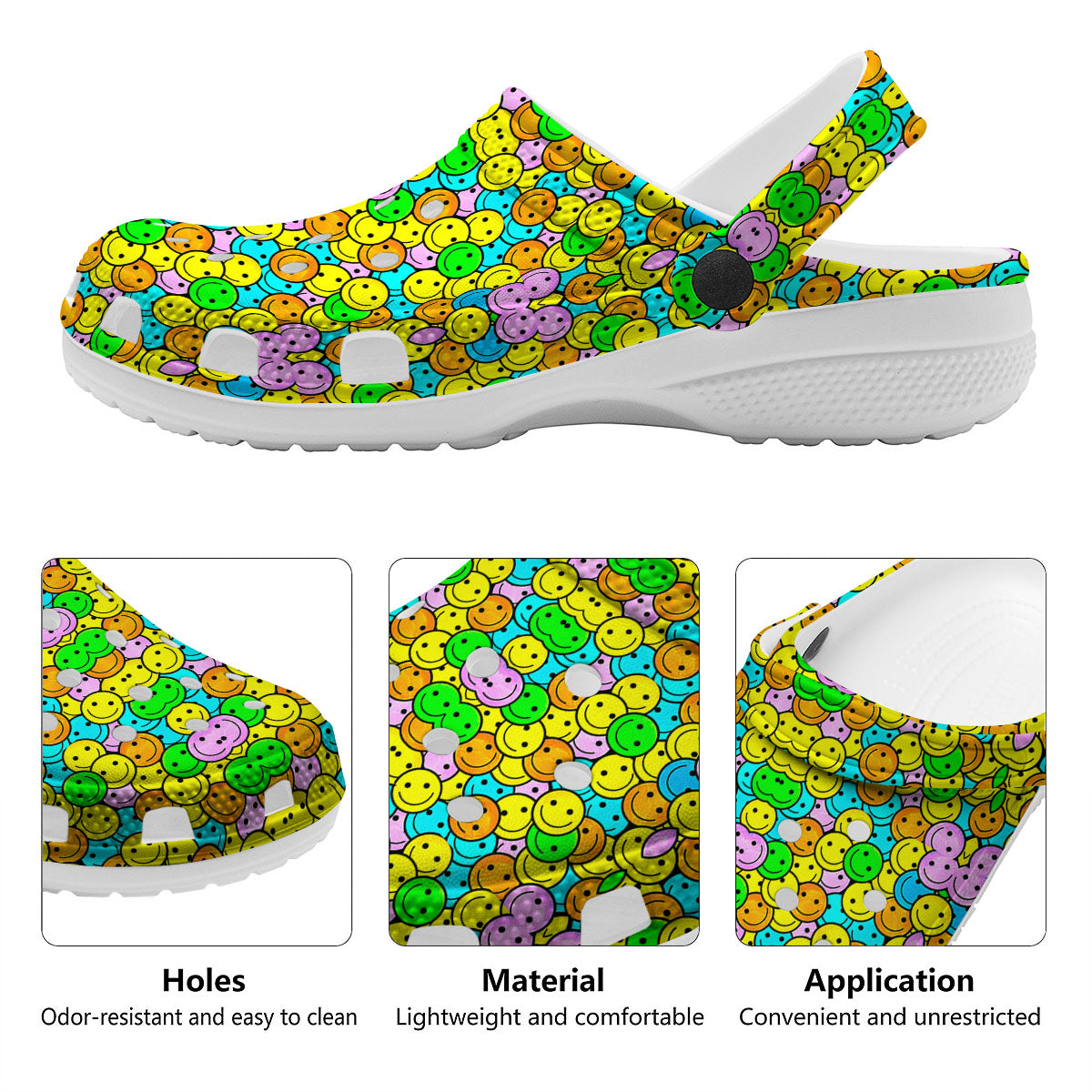 Emoji Colorful Print Pattern Clog-grizzshop