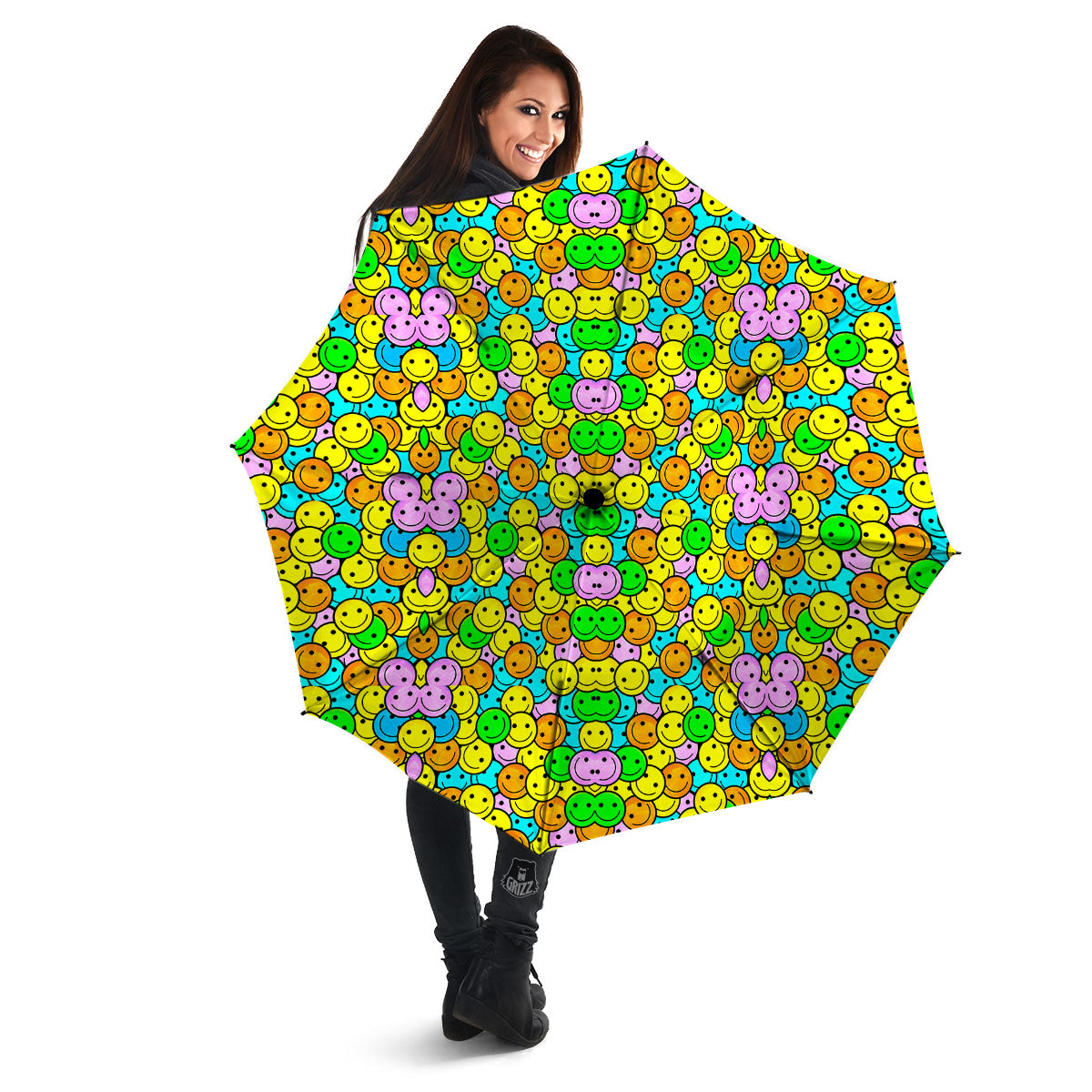 Emoji Colorful Print Pattern Umbrella-grizzshop