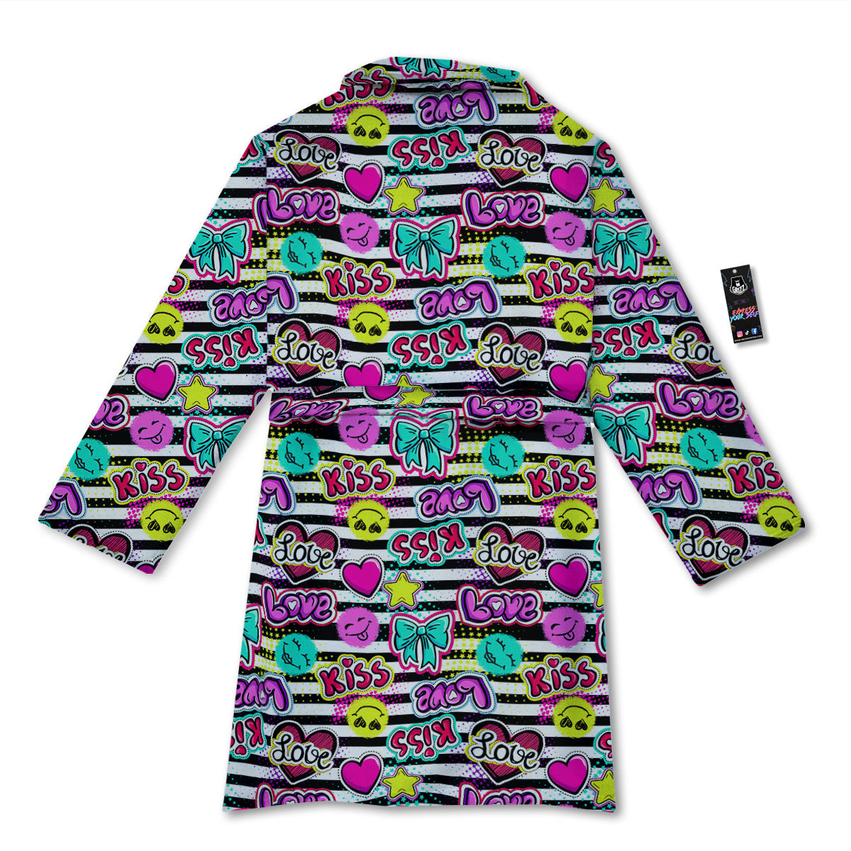 Emoji Comics Stripe Print Pattern Bathrobe-grizzshop