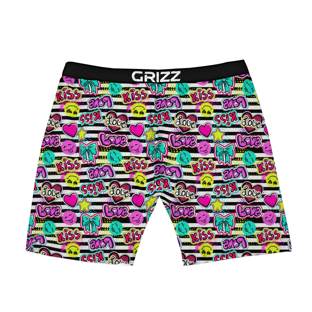 Emoji Comics Stripe Print Pattern Boxer Briefs-grizzshop