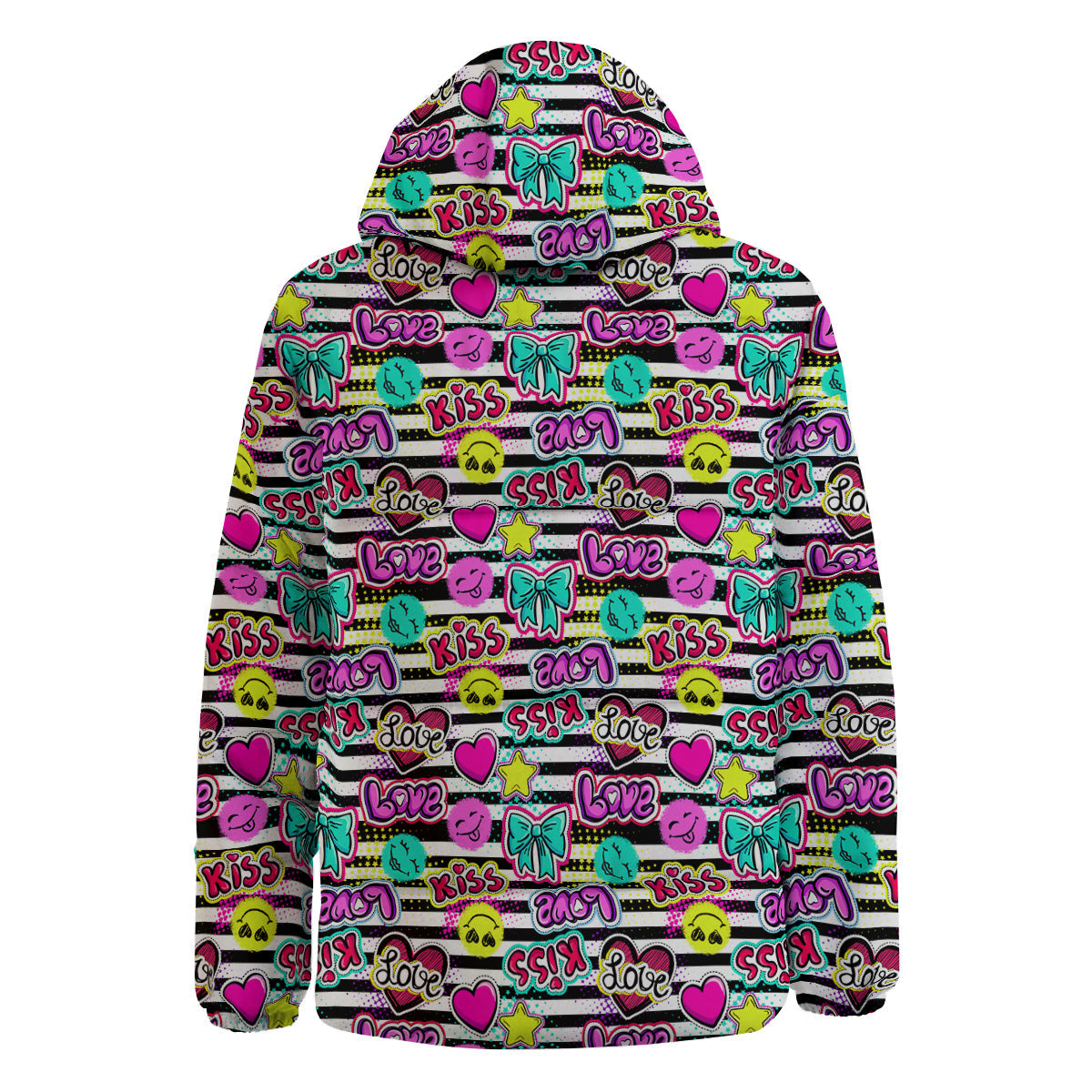 Emoji Comics Stripe Print Pattern Down Jacket-grizzshop