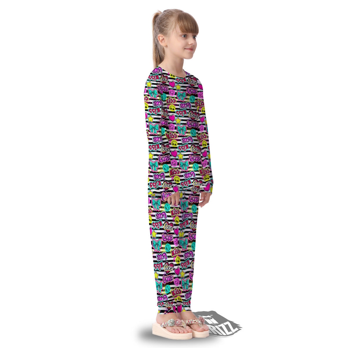 Emoji Comics Stripe Print Pattern Kid's Pajamas-grizzshop
