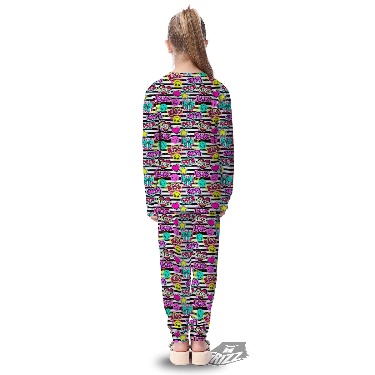 Emoji Comics Stripe Print Pattern Kid's Pajamas-grizzshop